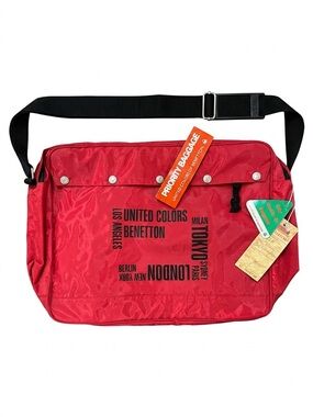 Benetton Red Travel Messenger Bag NWT Carry On Nylon Weekender
